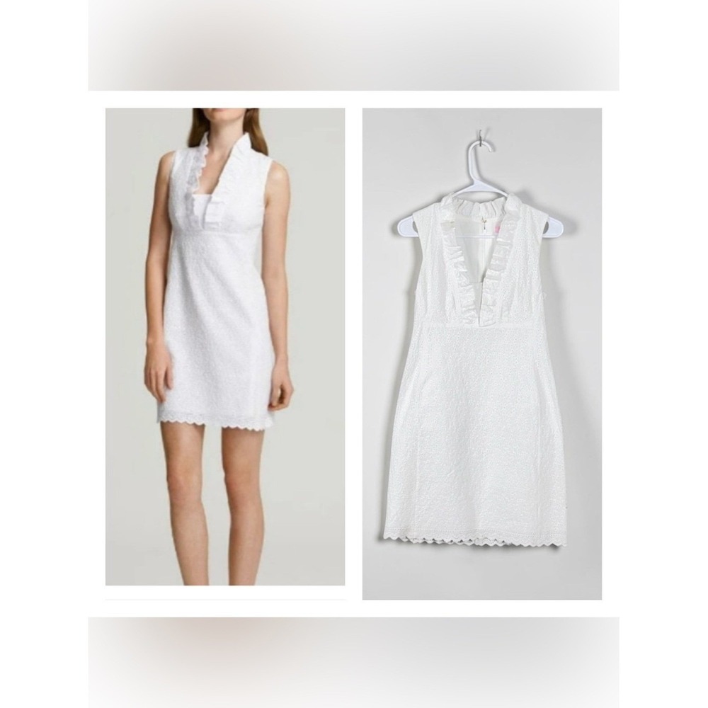 Lilly Pulitzer Adeline Lace Eyelet Mini Dress White Size 2 Coastal Coquette